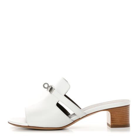 HERMES Goatskin Candy Sandals 38 White